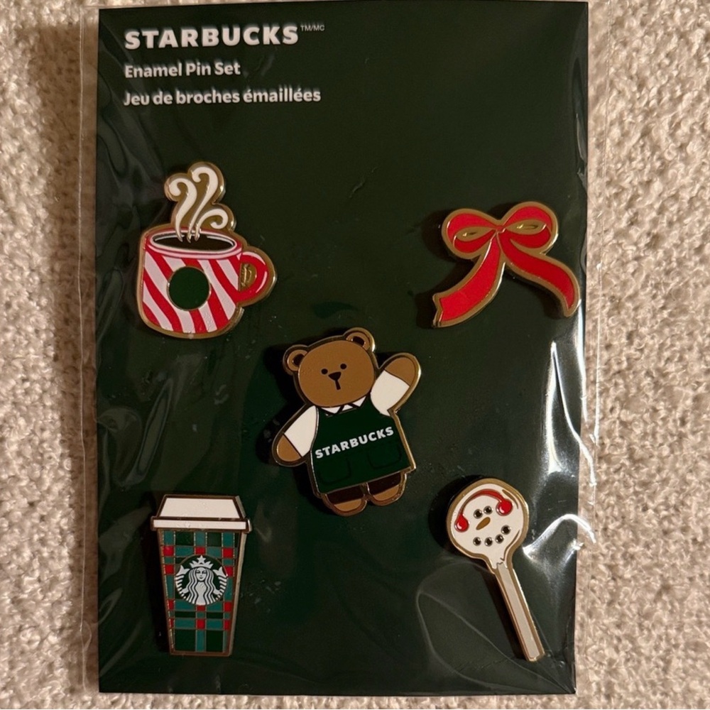 Starbucks Enamel Pin Set - Red, Green, Brown